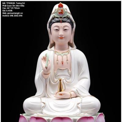 TƯỢNG SỨ PHẬT QUAN ÂM MEN MÀU